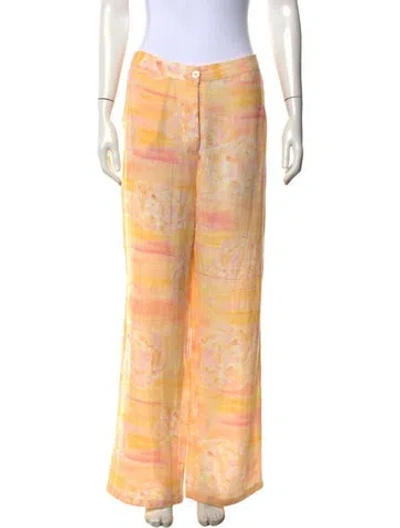 Pre-owned Helmstedt Floral Print Wide Leg Pants In Multicolor