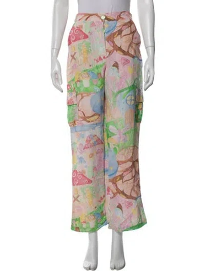 Pre-owned Helmstedt Graphic Print Wide Leg Pants W/ Tags In Multi