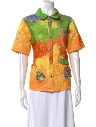 Pre-owned Helmstedt Printed Short Sleeve Top In Multi
