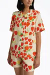 HELMSTEDT STRAWBERRY-PRINT LINEN-BLEND SHIRT IN BEIGE