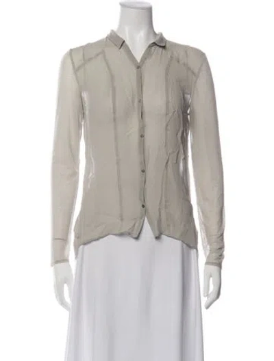 Pre-owned Helmut Helmut Lang Silk Long Sleeve Button-up Top In Neutrals