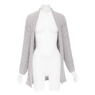 Pre-owned Helmut Lang 100% Linen Light Grey Knit Long Sleeve Open Cardigan Xs In Gray