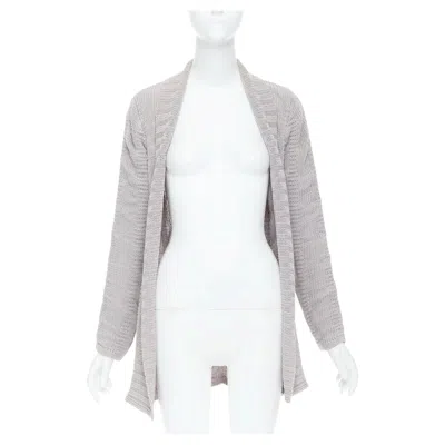 Pre-owned Helmut Lang 100% Linen Light Grey Knit Long Sleeve Open Cardigan Xs In Gray