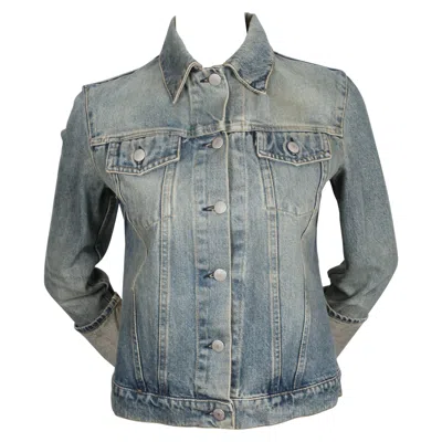 Pre-owned Helmut Lang 1990's  Distressed Denim Jacket With Extra Long Turn Up Cuffs In Gray