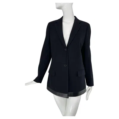 Pre-owned Helmut Lang 1990s Black Label Black Wool Jacket With Black Satin Hem Band 44