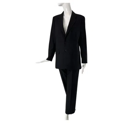 Pre-owned Helmut Lang 1990s Dark Grey Wool Pin Stripe Single Breasted Pant Suit 44 In Gray