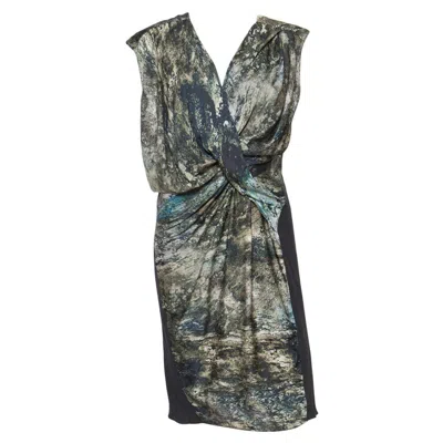 Pre-owned Helmut Lang 1990s  Printed Silk Dress In Gray