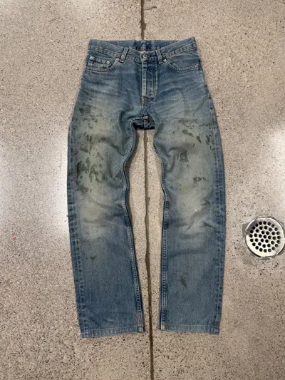 Pre-owned Helmut Lang 1999  ‘painter' Washed Blue/green Bootcut Denim