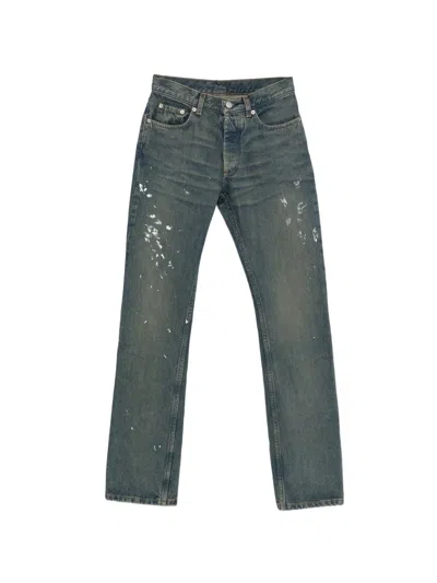 Pre-owned Helmut Lang 2000s Paint-splatter Jeans In Blue