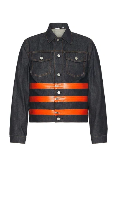 Helmut Lang Zip Trucker Jacket In Raw Indigo