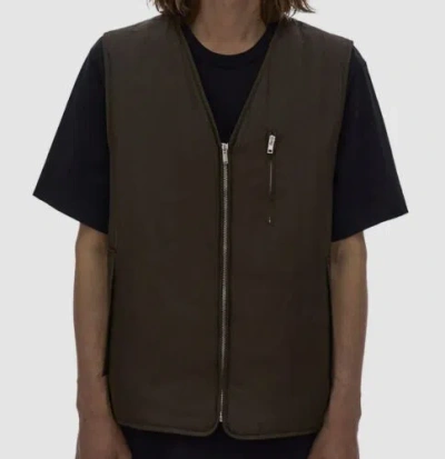 Pre-owned Helmut Lang $375  Men's Green Sleeveless V Neck Padded Zip-up Vest Jacket Size M