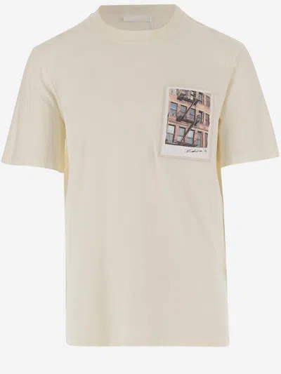 Helmut Lang Cotton Postcard Print Hoodie In White