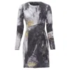 Helmut Lang Abstract Paint Stroke Print Mini Dress In Grey