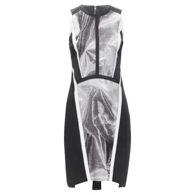 Helmut Lang Abstract Print Paneled Dress In Black