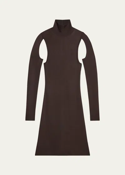 Helmut Lang Air Cut-out Turtleneck Dress In Espresso