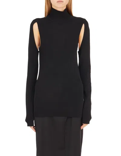 Helmut Lang Air Cut-out Turtleneck Jumper In Black