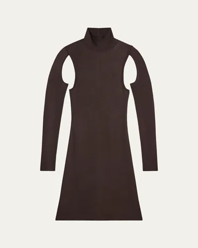 Helmut Lang Air Cut-out Turtleneck Dress In Brown