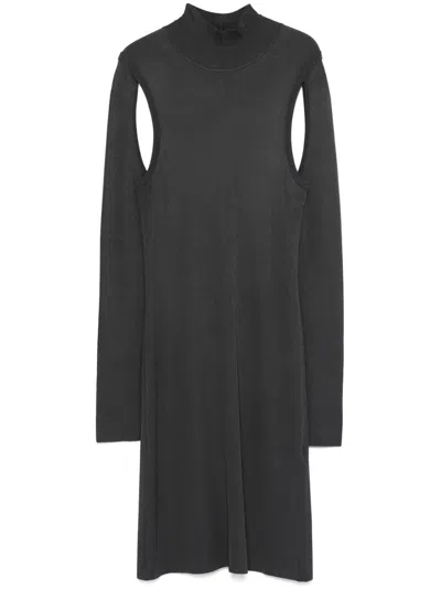 Helmut Lang Mock Neck Long Sleeve Cutout Dress In Gray