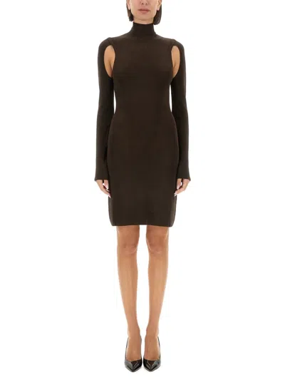 Helmut Lang Air Turtleneck Dress In Brown