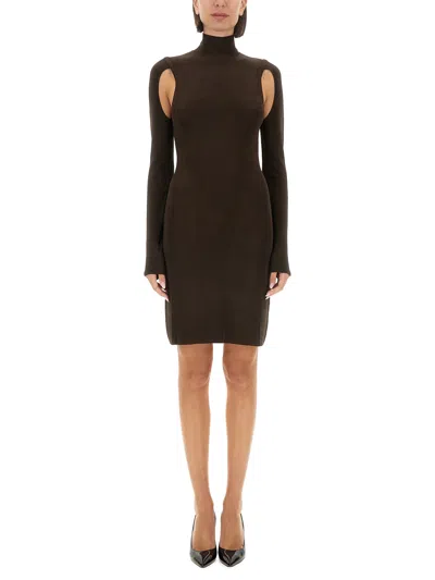 Helmut Lang Air Turtleneck Dress In Brown