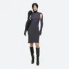 Helmut Lang Mock Neck Long Sleeve Cutout Dress In Graphite