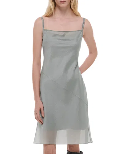 Helmut Lang Bias Cut Airy Voile Minidress In Gray