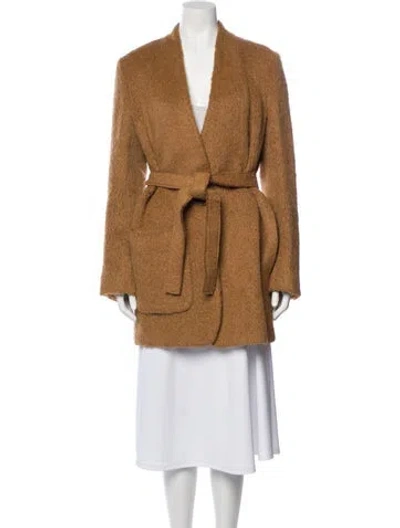 Pre-owned Helmut Lang Alpaca Faux Fur Coat In Brown