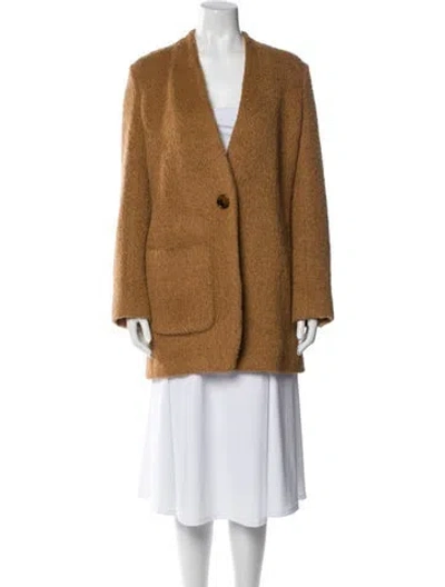 Pre-owned Helmut Lang Alpaca Faux Fur Coat In Brown