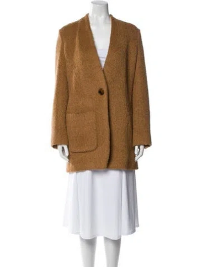 Pre-owned Helmut Lang Alpaca Faux Fur Coat In Brown