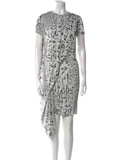 Pre-owned Helmut Lang Animal Print Midi Length Dress In White