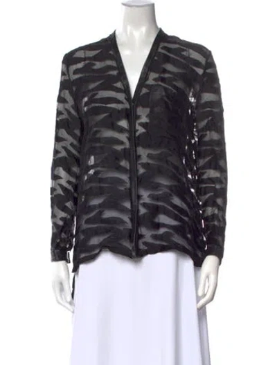 Pre-owned Helmut Lang Animal Print V-neck Blouse In Black