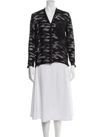 Pre-owned Helmut Lang Animal Print V-neck Top In Black