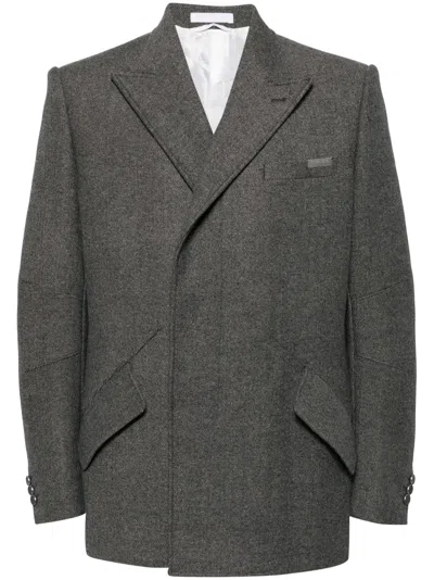 Helmut Lang Men's Melange Wool Asymmetric Blazer In Grey Melange - Q91