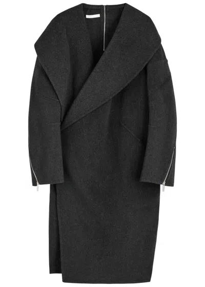 Helmut Lang Apex Cocoon Wool Coat In Charcoal