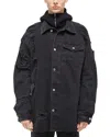 Helmut Lang Men's Apex Destroyed Denim Overshirt In Black