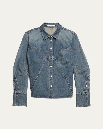 Helmut Lang Apex Denim Shirt With Darts In Blue