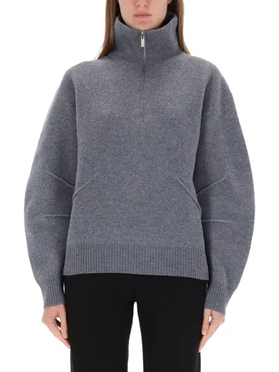 Helmut Lang Apex High Zippered Collar Sweater In Black