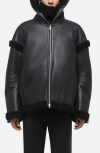 HELMUT LANG HELMUT LANG APEX HOODED REVERSIBLE GENUINE SHEARLING & LEATHER COAT