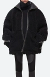 Helmut Lang Apex Leather Teddy Jacket In Black/ Black
