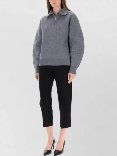 Helmut Lang Apex Jersey Top High Collar Zip In Gray