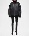 Helmut Lang Apex Leather Teddy Jacket In Black/black