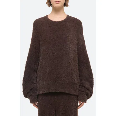 Helmut Lang Apex Oversize Eyelash Crewneck Sweater In Espresso