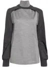 Helmut Lang Fine-knit Turtleneck Top With Detachable Shrug In Grey