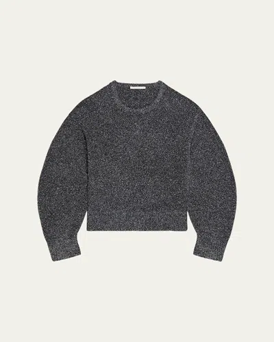 Helmut Lang Apex Sparkly Lurex Crewneck Sweater In Silver