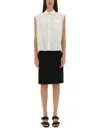 Helmut Lang Sl Apex Tailsleeveless White Cotton Poplin Shirt In White