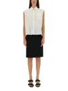Helmut Lang Sl Apex Tailsleeveless White Cotton Poplin Shirt In White