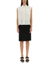 Helmut Lang Sl Apex Tailsleeveless White Cotton Poplin Shirt In White