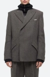 Helmut Lang Men's Melange Wool Asymmetric Blazer In Grey Melange - Q91