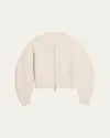 Helmut Lang Apex Wool Blend Rib Knit Bomber Jacket In White