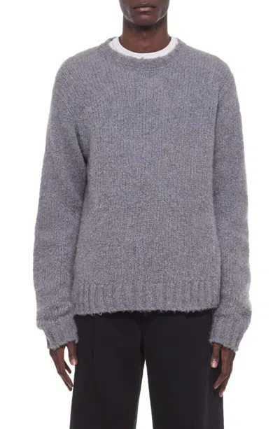 Helmut Lang Archetype Crewneck Wool Blend Sweater In Gray